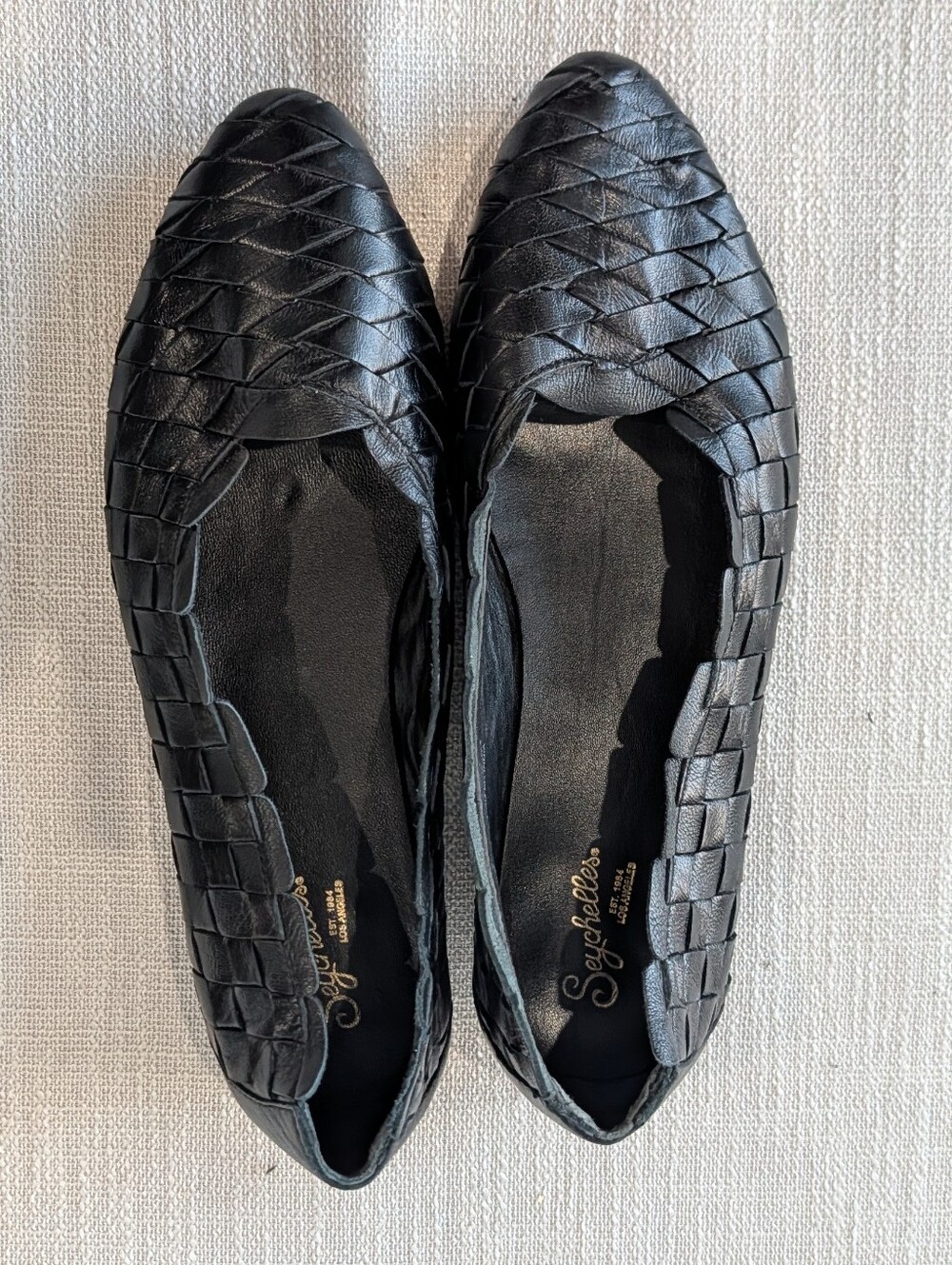 Seychelles Women’s Black Woven Leather Flats Size 7